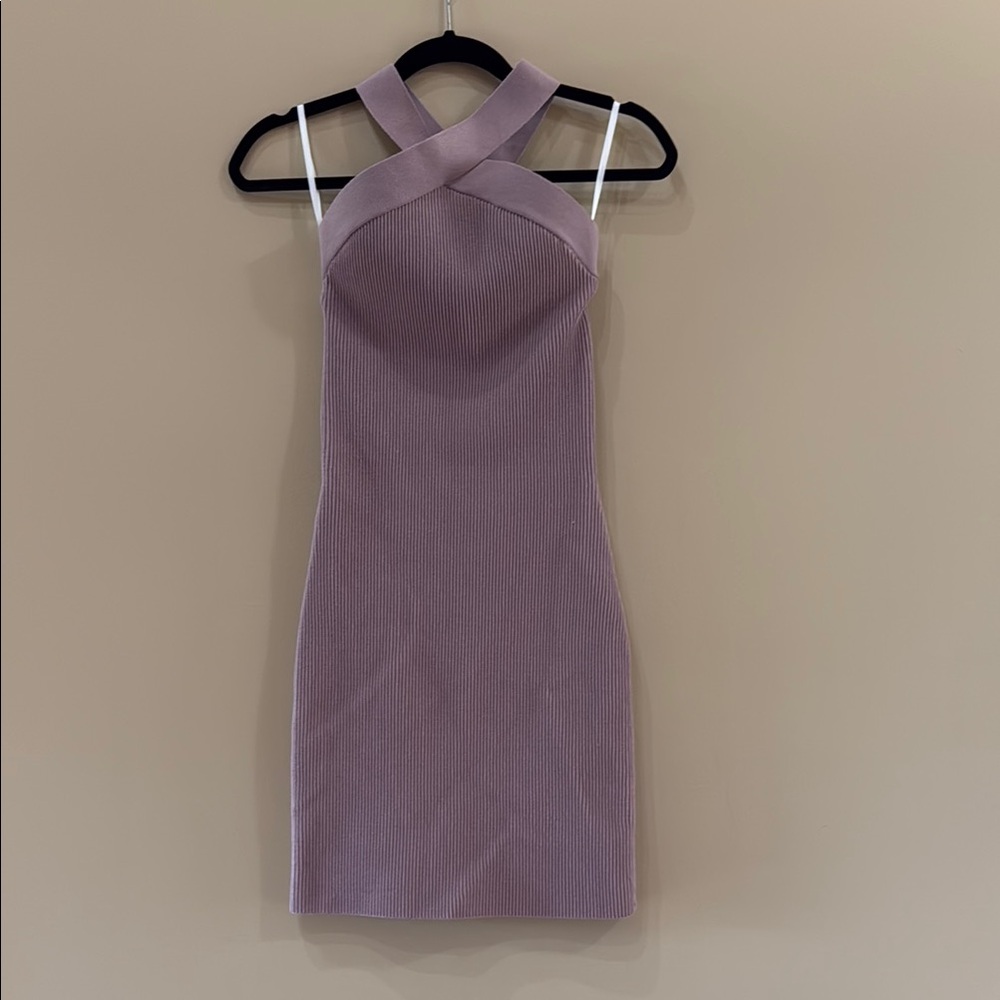 Aritzia Babaton Mauve Cross Halter Bodycon Dress